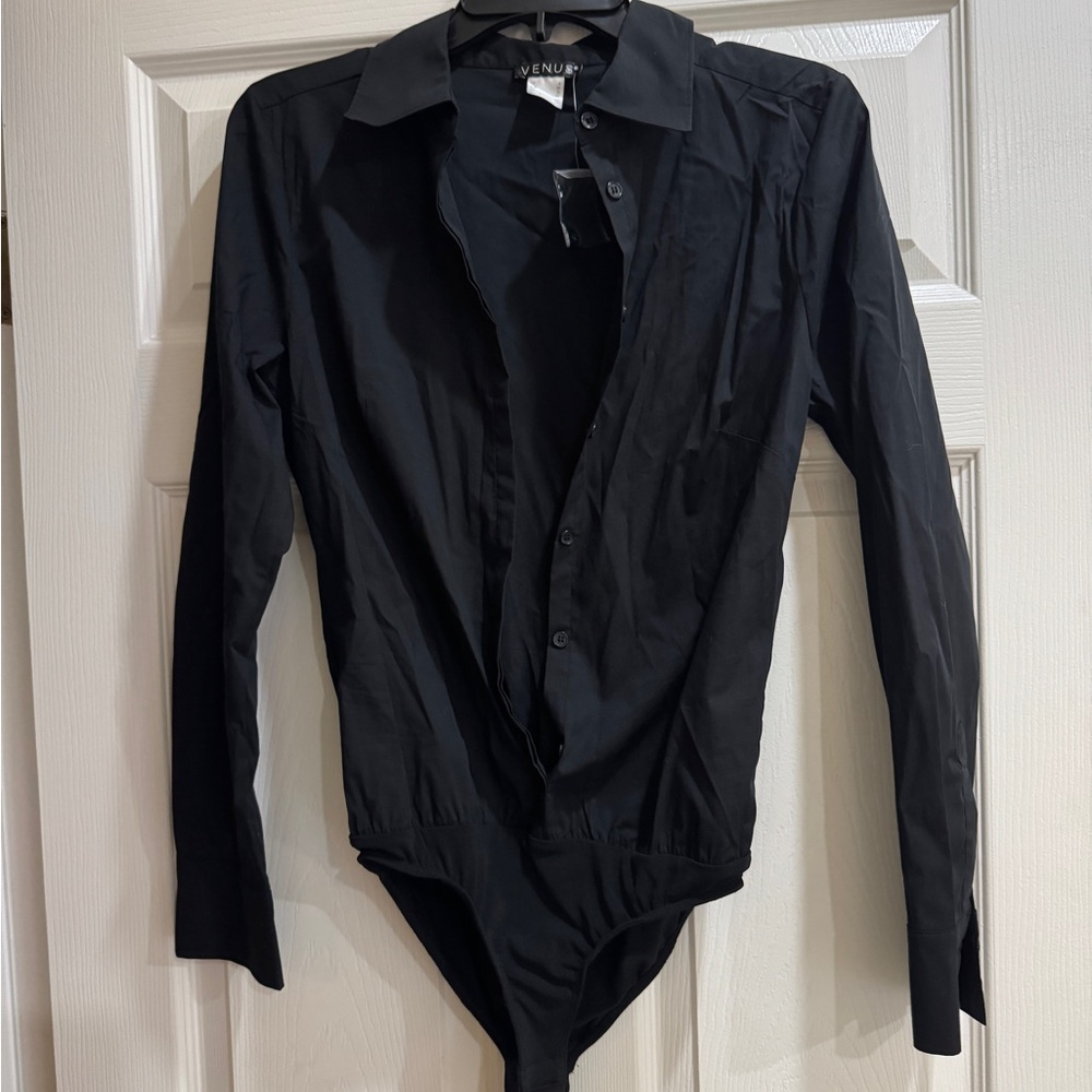 Venus Black Blouse Bodysuit